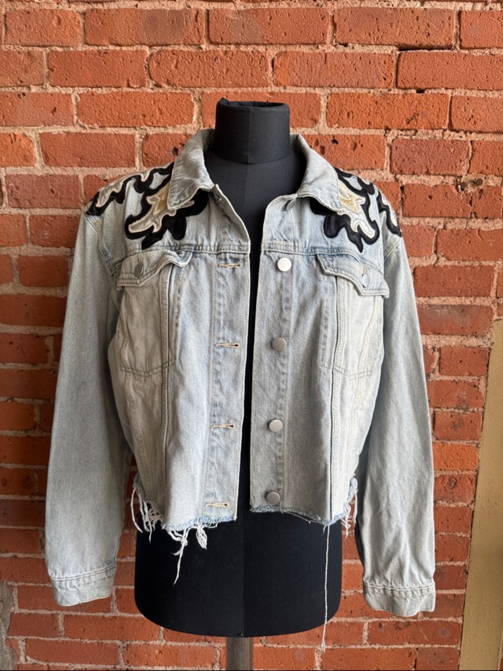 Fashion Nova Light Wash Western Denim Jacket